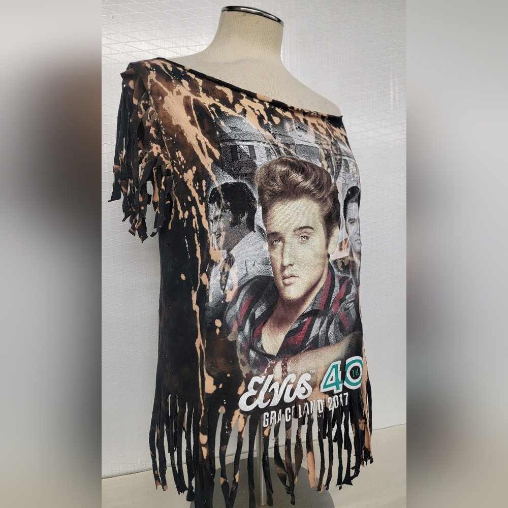 Elvis Presley Fringe Tee Upcycled Retro Band Merch - Picture 5 of 10